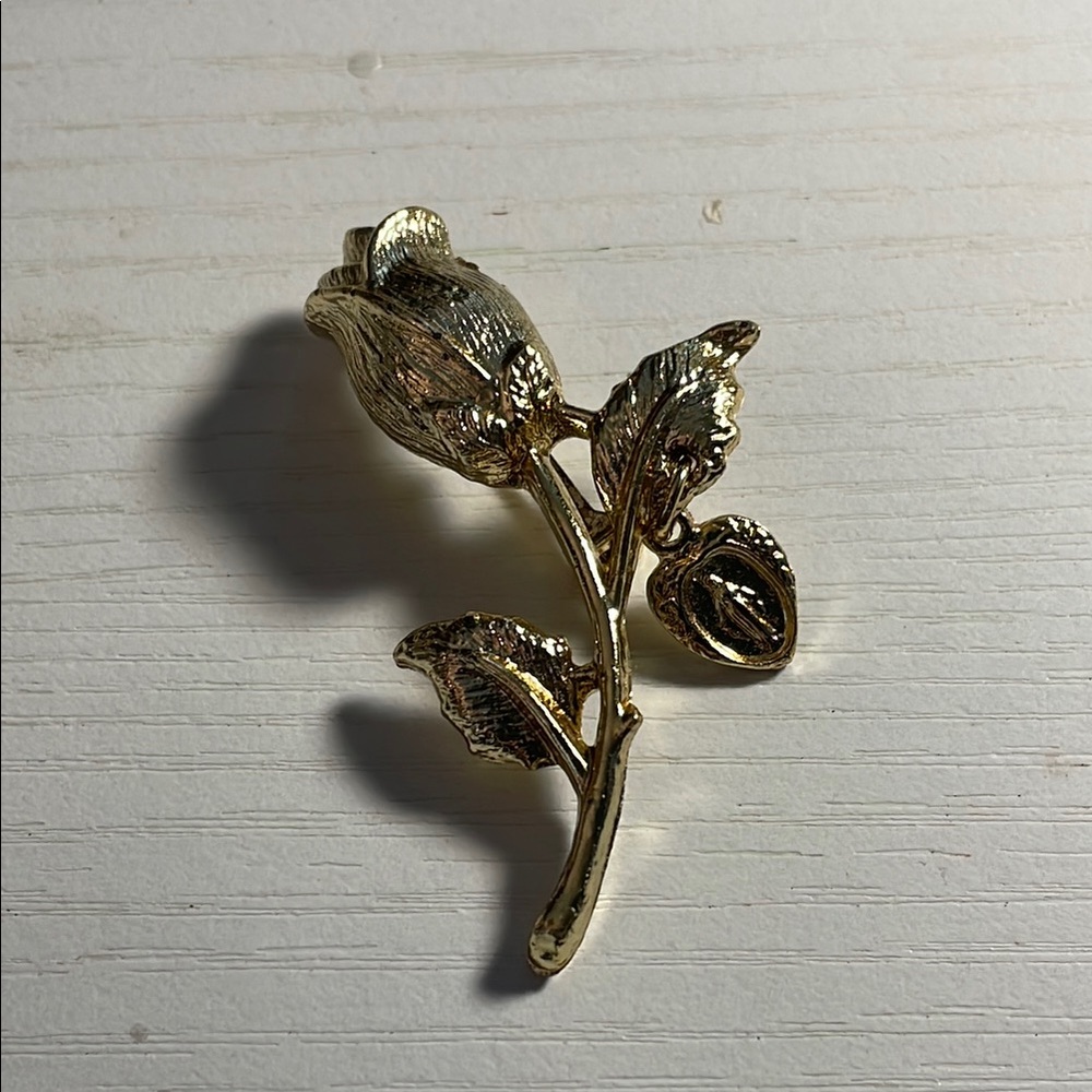 Vintage Gold Rose Brooch